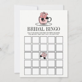 Tekoppar och blommor Bröllopsdusch Bingo Spelkort