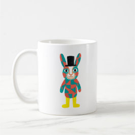 Tekopparklassiker med grönblå kanin och topp hatt kaffemugg