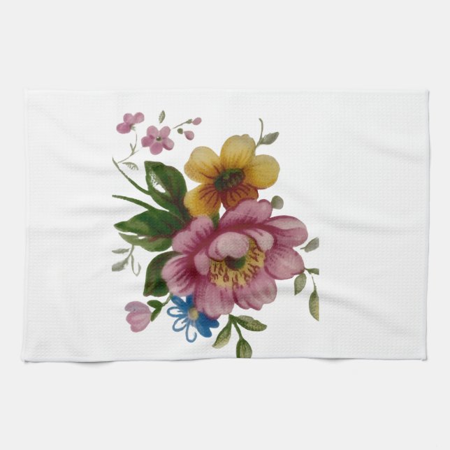 Tekopps blomsterbukett  kökshandduk (Horisontell)