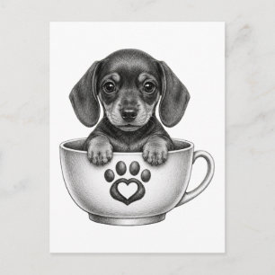 Tekopps-dachshund-valp helg vykort