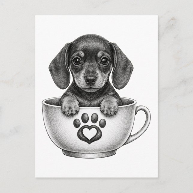 Tekopps-dachshund-valp  helg vykort (Framsida)