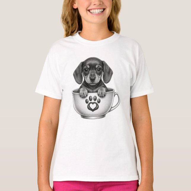 Tekopps Dackel Valp T Shirt (Framsida)