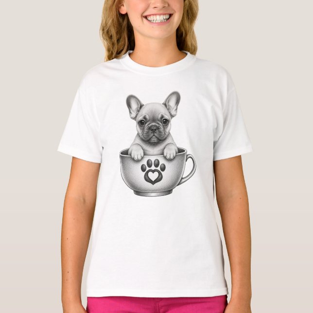Tekopps Fransk Bulldog-valp T Shirt (Framsida)