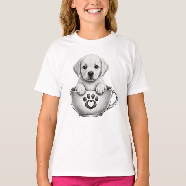 Tekopps Labrador Retriever Valp T Shirt (Framsida)