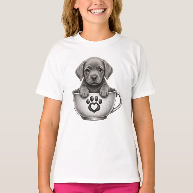 Tekopps Silver Labrador Retriever Valp  T Shirt (Framsida)