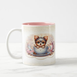 Tekopps Yorkie Kaffeälskare Två-Tonad Mugg