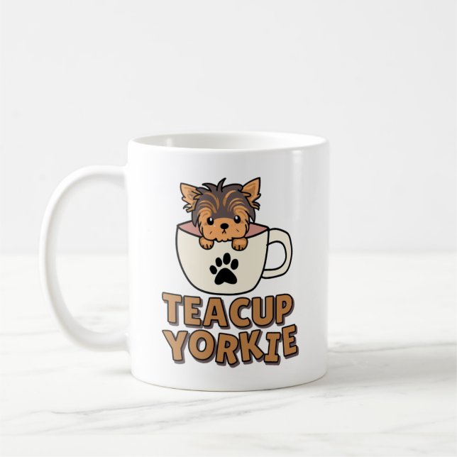 Tekopps Yorkie-valp  Kaffemugg (Vänster)