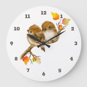 Tekpinne med lås av Sparrow Birds Wall Clock Stor Klocka