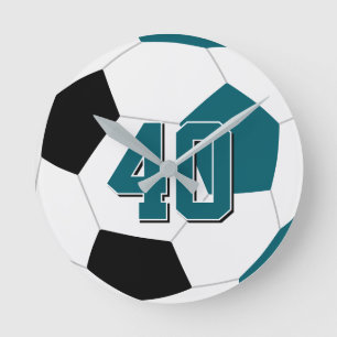Teksvart eller ANY Team färg Children Soccer Rund Klocka