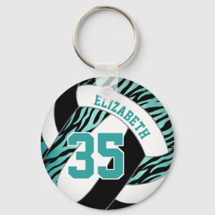 Teksvart med zebra ränder accentflickor volleyball nyckelring