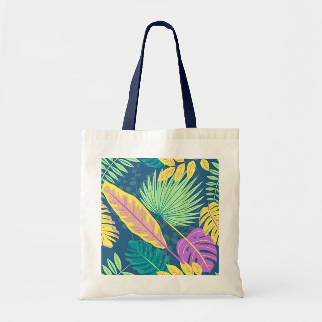 Tekväska med blå handtag i färg. tygkasse (Framsidan)