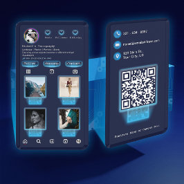 Teky IG Lägg till foton Fotografier, marinblå QR-k Visitkort