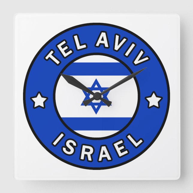 Tel Aviv Israel Fyrkantig Klocka (Framsida)