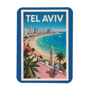 Tel Aviv Israel Illustration Resa Konst Vintage Magnet