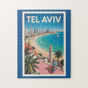 Tel Aviv Israel Illustration Resa Konst Vintage Pussel