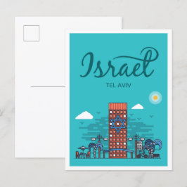Tel Aviv Israel konst resor illustration Vykort