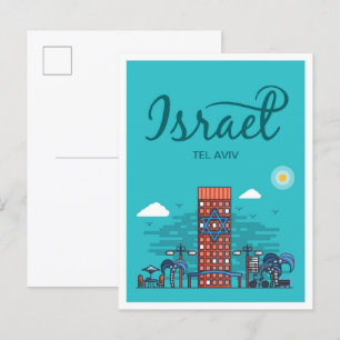 Tel Aviv Israel konst resor illustration Vykort