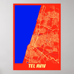 Tel Aviv - Israel Retro City Karta Poster