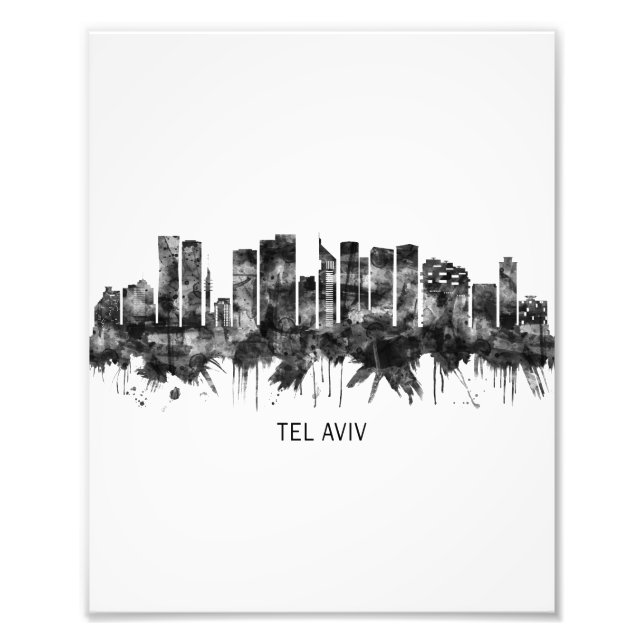 Tel Aviv Israel Skyline BW Fototryck (Framsidan)