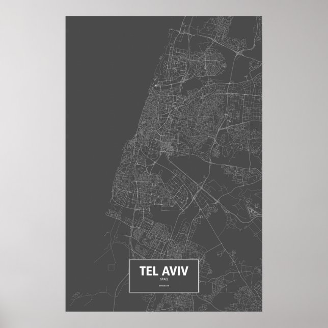 Tel Aviv, Israel (vit på svart) Poster (Framsidan)