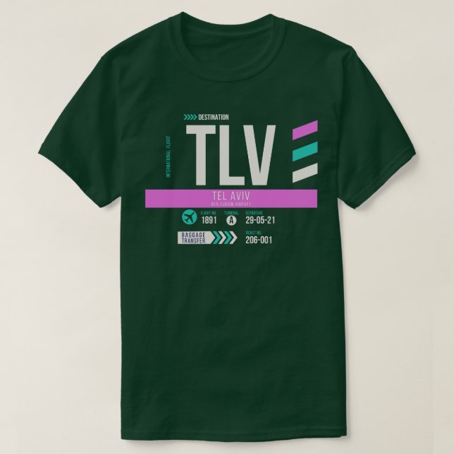 Tel Aviv TLV-flygplatskod Märkre 1 T Shirt (Design framsida)