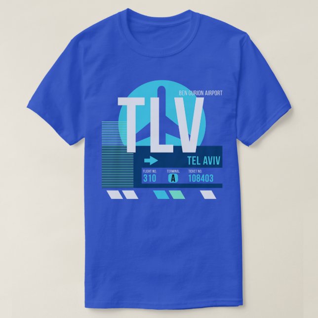 Tel Aviv TLV-flygplatskod Märkre för bagage T Shirt (Design framsida)