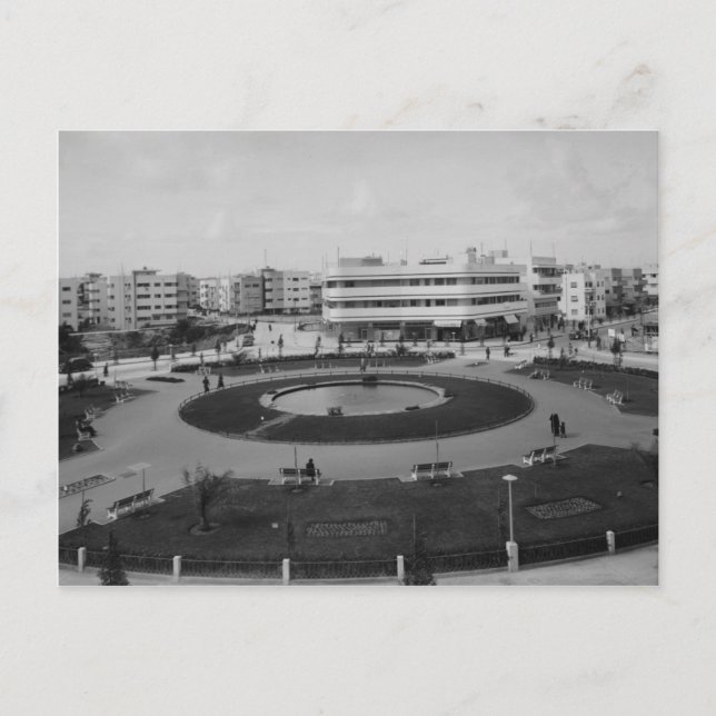 Tel Avivs dizengoff Circle på 1930-talet Vykort (Framsida)