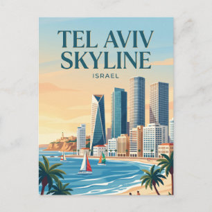 Tel Avivs siluett Israel Vykort