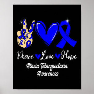 Telangiecsia Awareness Peace Kärlek Hope Blue Ribb Poster