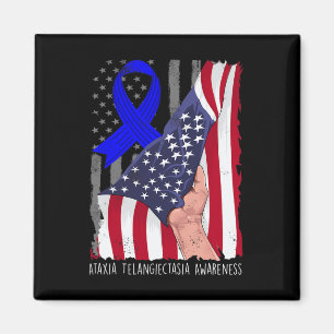 Telangiectasia Awareness American Flagga Blue Ribb Magnet