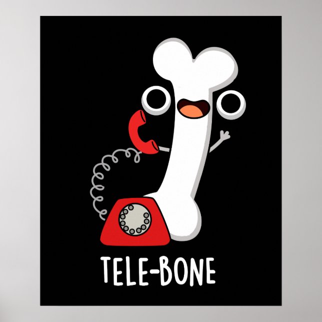 Tele-bone Funny Bone Telefon Pun Mörk BG Poster (Framsidan)