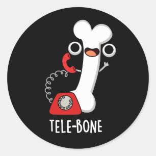 Tele-bone Funny Bone Telefon Pun Mörk BG Runt Klistermärke