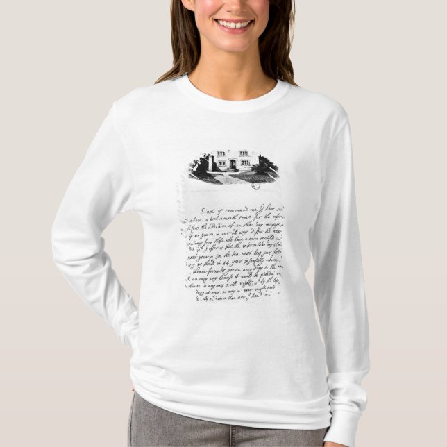 Telefax av brev som in illustrerar huset tee shirt (Framsida)