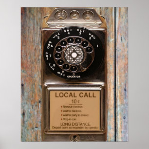 Telefon antikt roterande betaltelefon robust poster