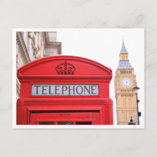 Telefon Booth & Big Ben London Postcard Vykort