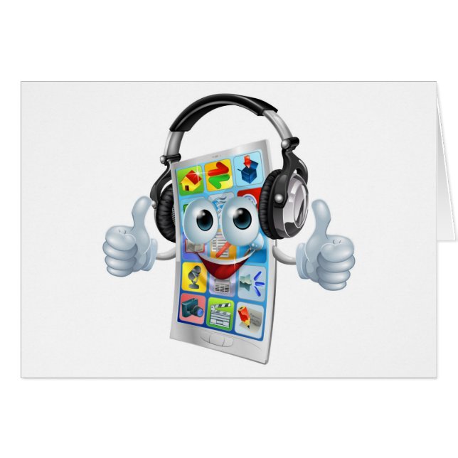 Telefon för musikapp-cell hälsningskort (Framsidan Horizontal)