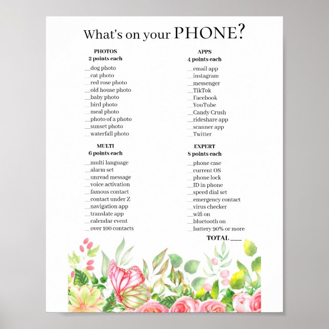 Telefon Frågespel 💍 Bröllopsfest Poster (Framsidan)