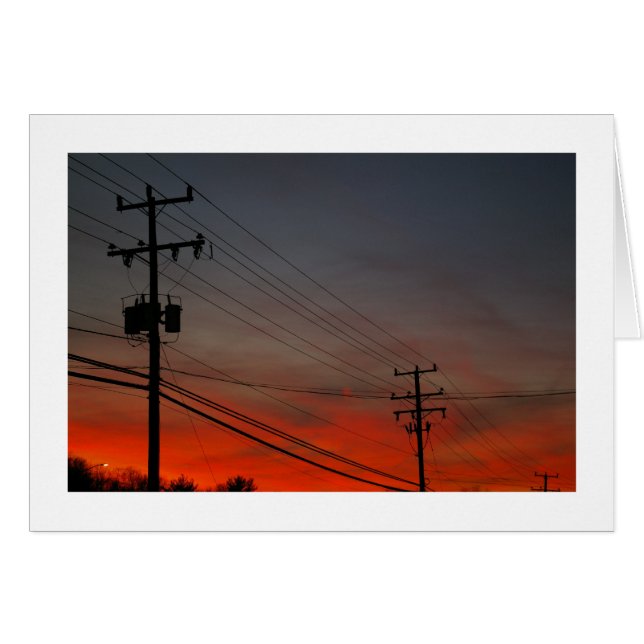 Telefon Pole Sunset Hälsningskort (Framsidan Horizontal)
