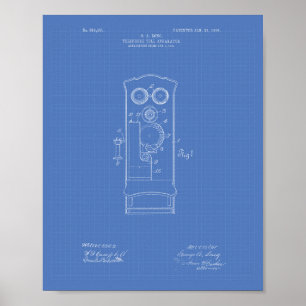 Telefonavgift 1906 Patent Art Blueprint Poster