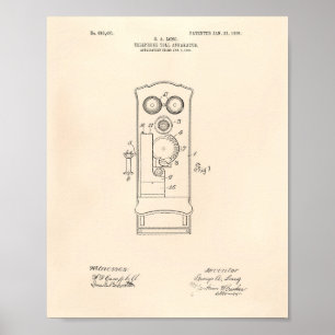 Telefonavgift 1906 Patent Art Old Peper Poster