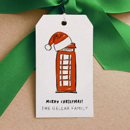 Telefonbox för Red Santa Hat London Presentetikett
