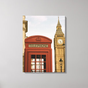Telefonbox och Torn i Big Ben Canvastryck