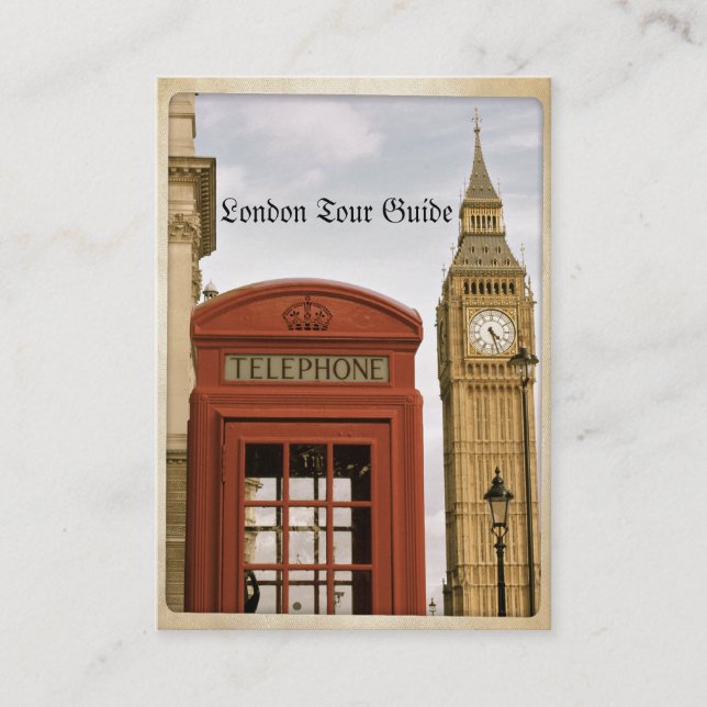 Telefonbox och Torn i Big Ben Visitkort (Framsida)
