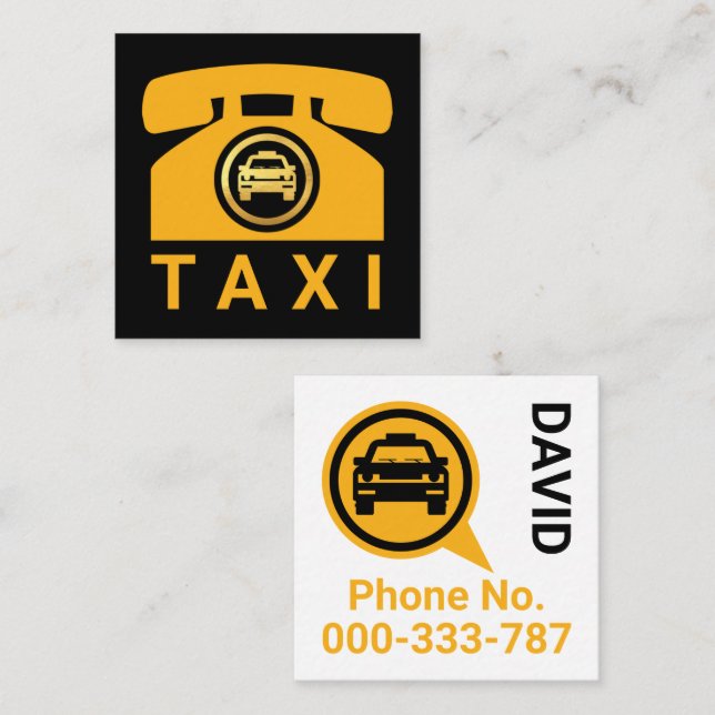Telefondrivrutin för gult Taxi Fyrkantigt Visitkort (Fram/baksida)