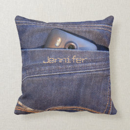 Telefonen i jeans stoppa i fickan kudde
