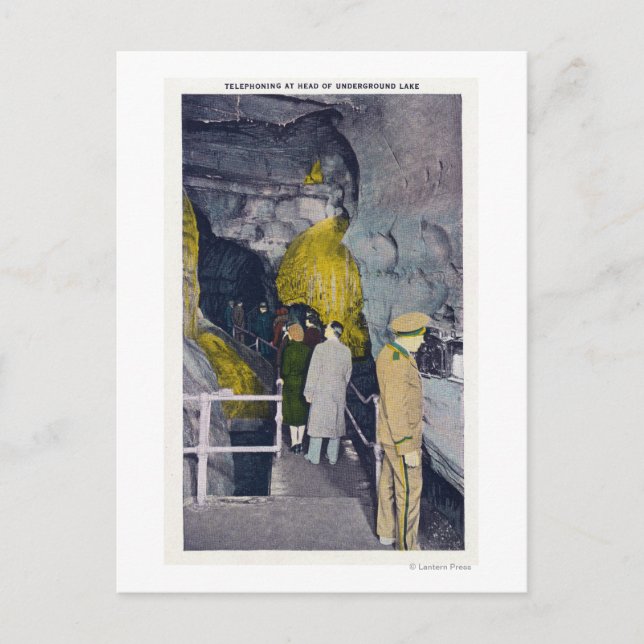 Telefonering på underjordisk Sjö Vykort (Framsida)