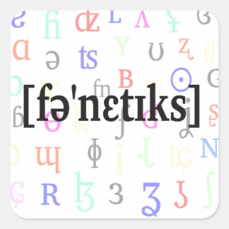 Telefoni i IPA. Svart på teckenbakgrund. Fyrkantigt Klistermärke