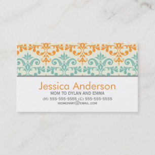 Telefonkort för Aqua and Orange Damask