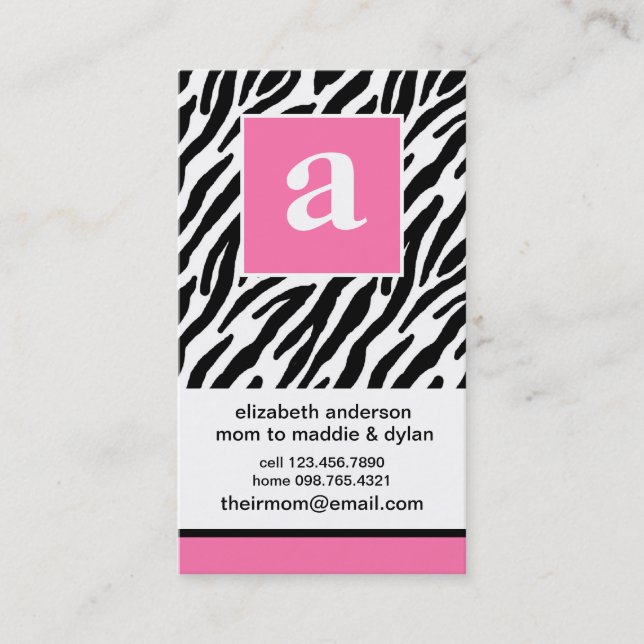 Telefonkorten Monogram och Zebra (Framsida)