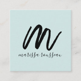 Telefonkortet Black Push Script Initial Namn Blue Fyrkantigt Visitkort